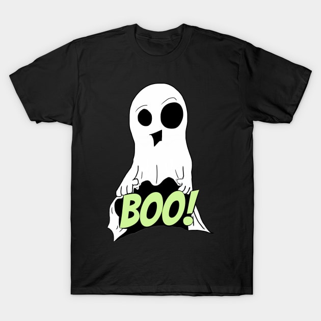 Funny Ghost Halloween Flashing Boo T-Shirt by JonnyVsTees